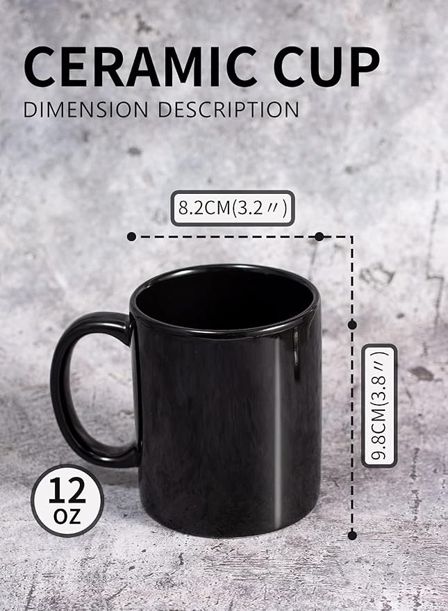 BYCNZB 12oz coffee mug set of 6 Coffee Mugs for Coffee, Tea, Cocoa, Milk（black） - Image 5