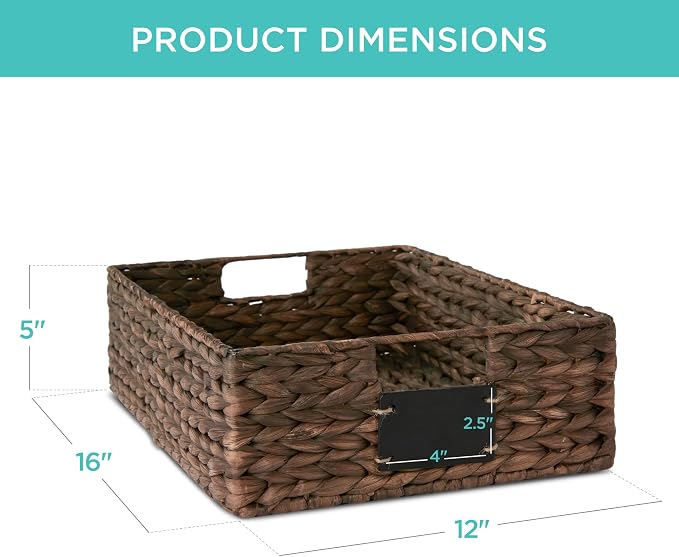 Best Choice Products Set of 4 16x12in Large Water Hyacinth Pantry Baskets, Woven Organizers w/Chalkboard Label, Chalk Marker - Brown - Image 7