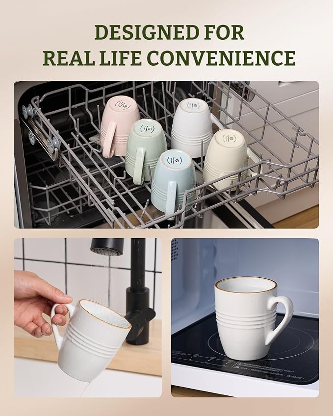 famiware Jupiter Coffee Mugs Set of 4, 13oz Coffee Mug, Microwave and Dishwasher Safe, Coffee Cups with Handle for Coffee, Tea, Cocoa, Milk, White - Image 5