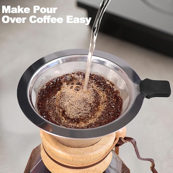 Pour Over Coffee Pot Set 400ml Features 304 Stainless Steel Filter Glass Coffee Pot with High Borosilicate Glass Duckbill Spout Design Solid Wood Handle Pour Over Coffee Drippers Daily Brewing