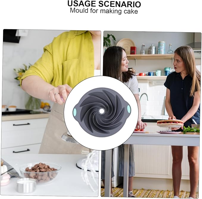1pc Silicone Baking Sheet Non-stick Round Spiral Cake Mold for Diy Baking Oven Microwave Safe Light Grey - Image 3