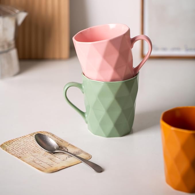 11 Ounce Porcelain Mugs, Set of 6, Tea and Cocoa Mug Set, Matte (Pink) - Image 3