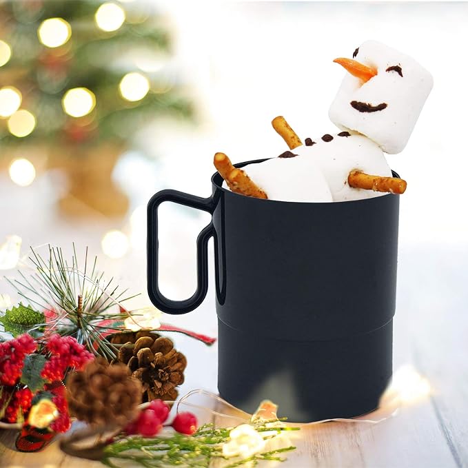Party Essentials 8-Ounce Hard Plastic Coffee Cup/Tea Mug with Handle, 20-Count, Bistro Black (Pack of 6) - Image 5