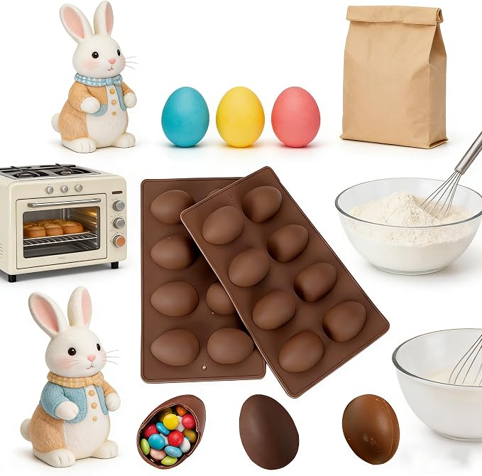 EchoDone Egg Shape Soap Mold Non Stick Silicone Half Egg Mold for Soap Making, Truffles Chocolate, Candy, Jelly, Desserts, Ice Tray Backing Set Cake Mould 2 Packs - Image 6