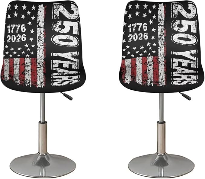 American Flag Bar Stool Covers 250th Anniversary Patriotic Elastic Stretchable High Mid Low Stool Chair Cover for Party Kitchen Club Machine Washable by Sellikakes