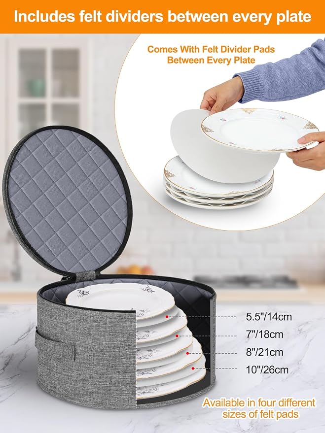 China Storage Containers 5-Piece Hard Shell Dinnerware Set Moving Boxes | Hard shell sides and bottom, quilted and stackable plate & dish protectors, plus adjustable mug and cup storage for moving - Image 5