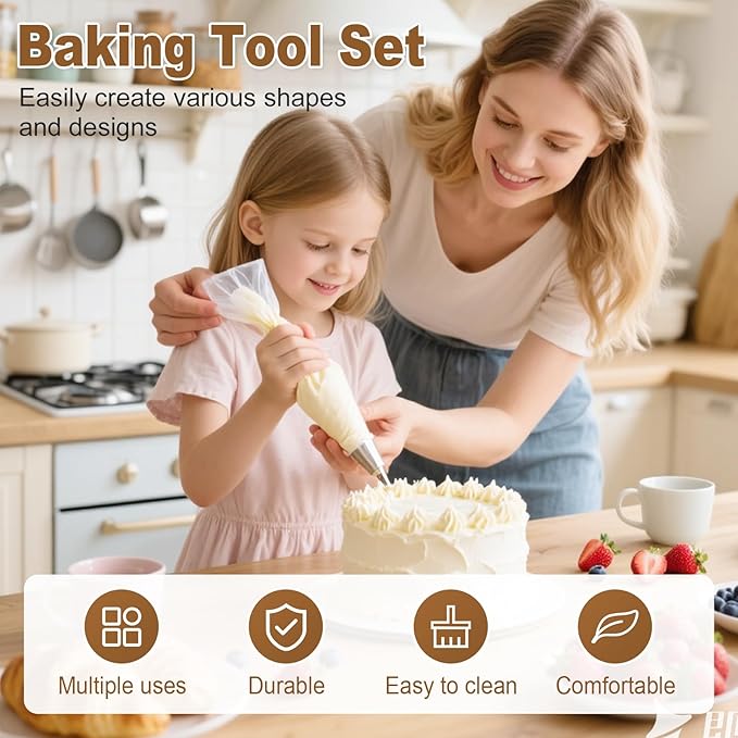 Cake Decor Piping Tips, 22 Sets of Stainless Steel Floral Piping Set, Large Sized Variety Styles Cake Decorating Gadgets, Suitable for Baking Enthusiasts (1)