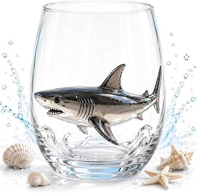 Artisanal Blue Ringed Octopus Glassware, 12oz Artisan Stemless Wine Glass (B1PC) by Unknown