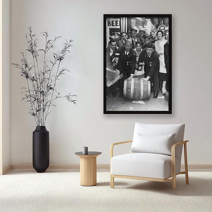 Celebrating Repeal of Prohibition, Beer Keg Poster, Speakeasy Liquor Bar, Black And White , Man Cave , Retro Wall Decor Canvas Poster Bedroom Decor Sports Landscape Office Room Decor Gift Black Frame - Image 7