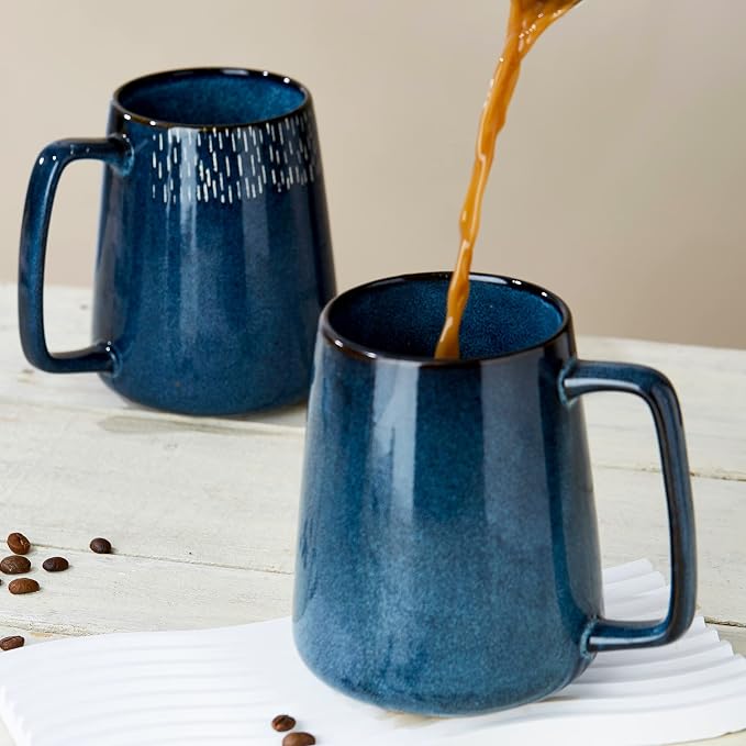 24 oz Large Ceramic Coffee mugs, Extra Large Cup, Big Handle (star blue) | Extra Large Tea and Coffee Cups, Large Handle Coffee Mug for Office and Home, Microwave and Diahwasher Safe - Image 5
