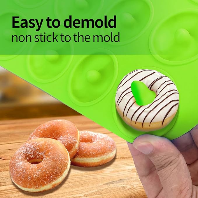 Silicone Donut Pan, Bite Size Silicone Donut Pans for baking, Mini Donut Pan, Mini Baking Pan for baking delicious donuts, Non-stick Bottom, Easy to Clean