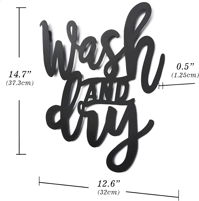Home Decorative Metal Sign - Wash and Dry - Wall Iron Plaque 12.6x0.5x14.7 Inches-Bathroom and Wash Room Hanging Rustic Plaque - Image 3