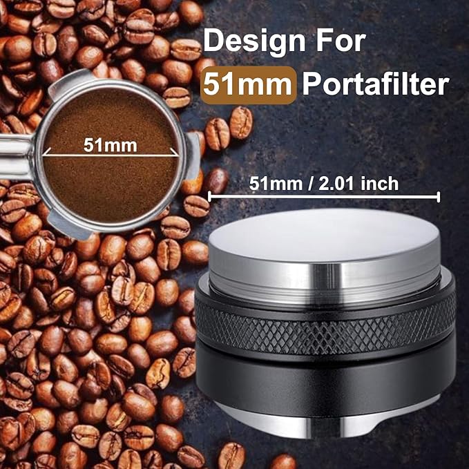 51mm Coffee Tamper and Distributor, Dual Head Coffee Leveler Fits for 51mm Portafilter, Adjustable Depth Espresso Hand Tampers, Professional Barista Espresso Distribution Tool