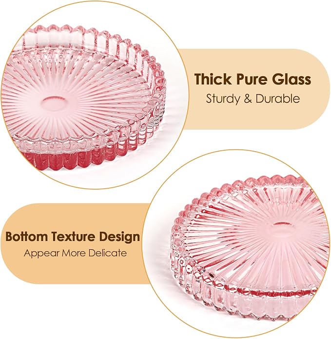 Modern Clear Coaster Set of 5- Glass Coasters for Drinks, Clear Pink | Crystal Coasters Round Cup Coaster Coffee Table Decor for Office, Kitchen, Bar, Dining Room, Living Room, Patio - Image 4