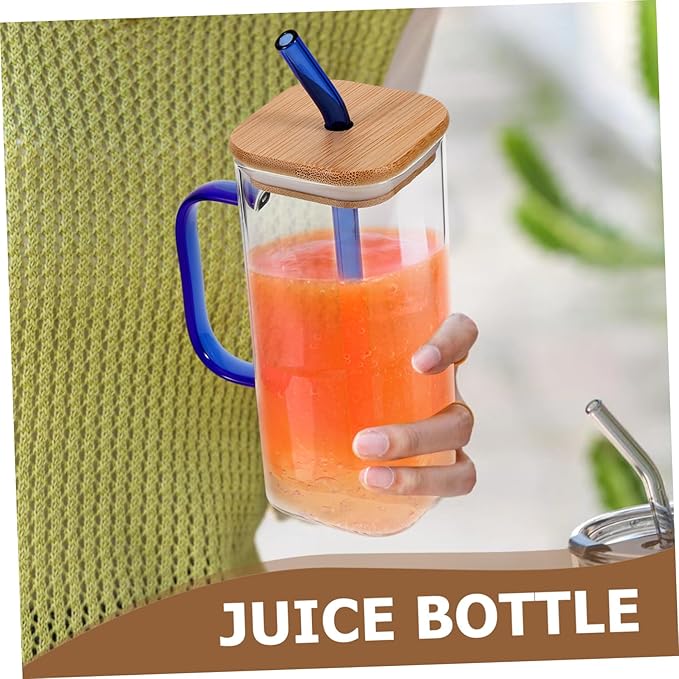 Clear Glass Tumbler with Lid and Straw High Temperature Resistant Transparent Cup for Coffee Milk Tea and Beverages Drinking Glass with Handle for Home Office and Party Use