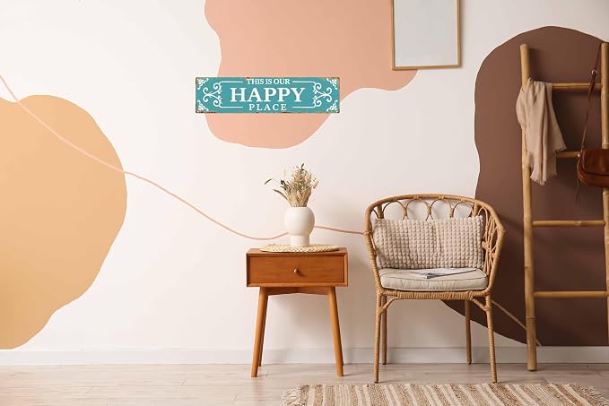 Our Happy Place Metal Sign 4x16in Family Plaque for Living Room Wall Decor Shared Space Gift - Image 5