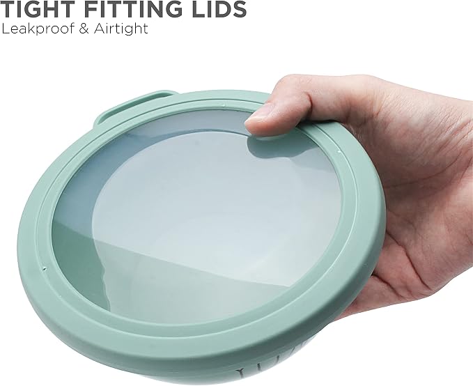 Rae Dunn Mixing Bowls with Lids - 10 Piece Plastic Nesting Bowls Set includes 5 Prep Bowls and 5 Lids (Sage) - Image 7