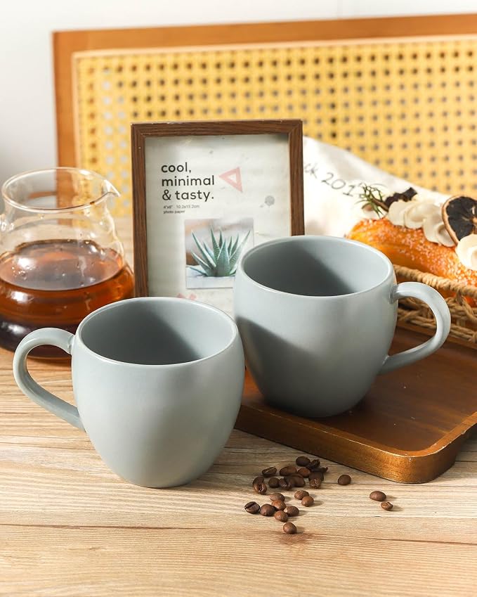 Coffee Mugs Set of 4, 16 oz Ceramic Coffee Cups for Latte, Tea, Milk, Cereal, Cappuccino, Stoneware Tea Cups for Housewarming Wedding Gifts, Microwave & Dishwasher Safe, Pebble Gray - Image 4