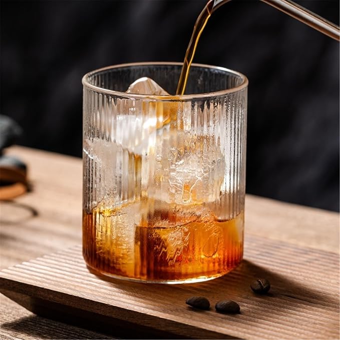 drinking glassware Clear Vertical Striped Glass Tumbler, 260ML - Image 6