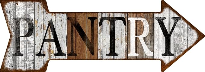 Mukuko Pantry Sign, Farmhouse Kitchen Wall Sign for Home, Restaurant, laundry, Coffee Shop, 6" x 18" Arrow Tin Metal Sign by Mukuko