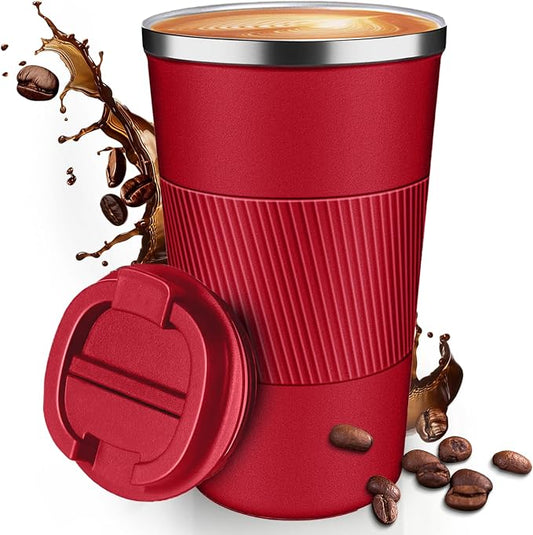 17OZ Travel Coffee Mug Insulated Coffee Cup with Spill Leak Proof Lid, Portable Stainless Steel Tumbler Reusable Hot and Cold Water Mug for Car, Daily, Camping- Red by Unknown