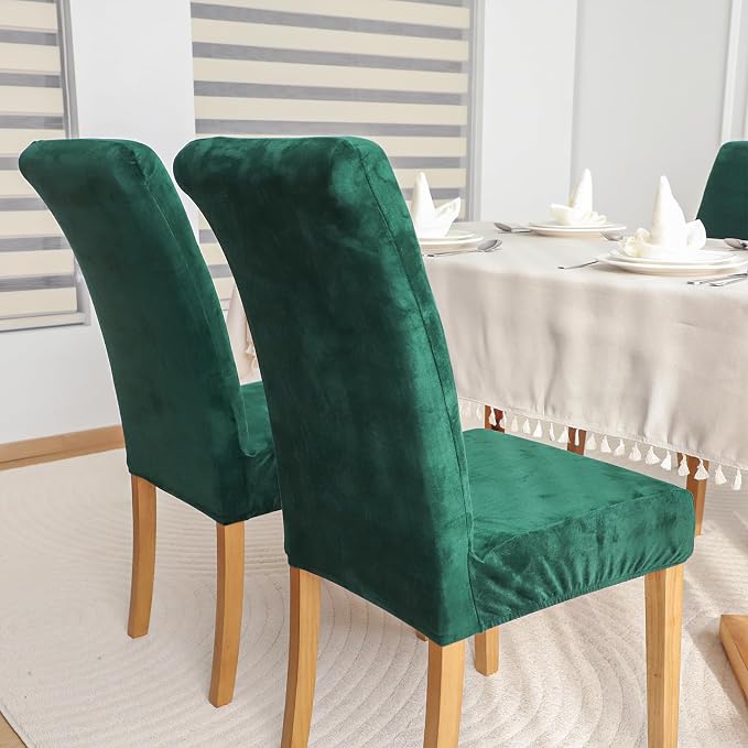 FORCHEER Chair Covers for Dining Chairs Set of 4,Velvet Light Grey Stretch Dining Room Chair Cover Kitchen Parsons Chair Slipcovers (Pack of 4, Velvet Velvet Jasper) - Image 7