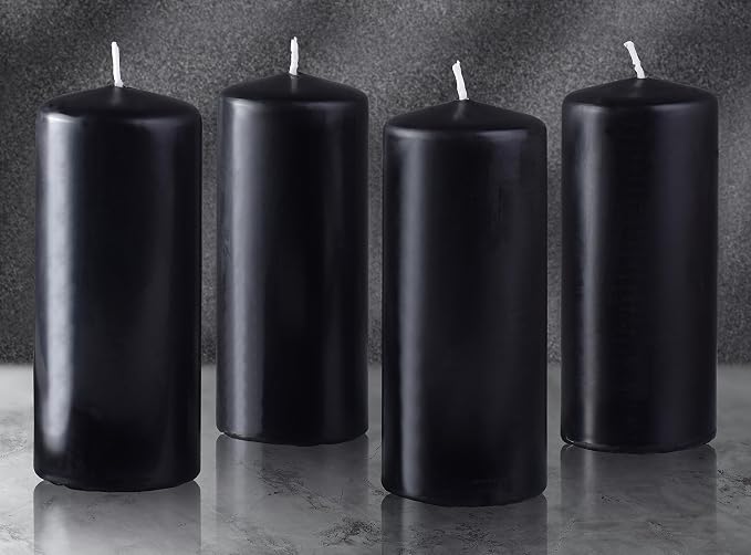 Hyoola Black Pillar Candles 2x6 Inch - 4 Pack Unscented Pillar Candles - European Made - Image 7