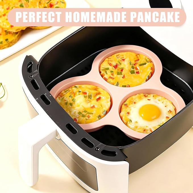 2 Pack 4 Inch Air Fryer Silicone Egg Molds Food Grade Non-Stick Heat Resistant Reusable Jumbo Round Muffin Pans for Egg Bites Breakfast Sandwiches Hamburger Buns Tart Pancake Baking - Image 5