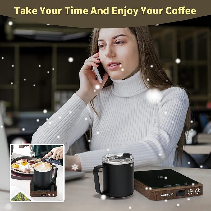 VOBAGA Coffee Mug Warmer &15oz Mug Set for Desk, Smart Coffee Cup Warmer for Office Home with 5 Temp Settings, Coffee Warmer with 2-12H Auto Shut Off, for Candles Coffee Cocoa Milk, Coffee Accessories - Image 6