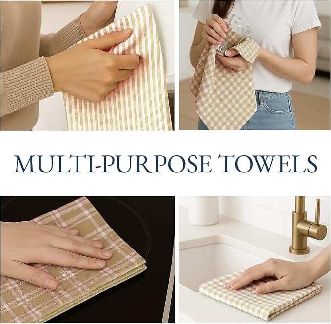LANE LINEN Cotton Kitchen Towels Set, 4-Pack – Absorbent, Quick-Drying, Premium Dish Towels, Tea Towels, 18" x 28" - Beige - Image 9