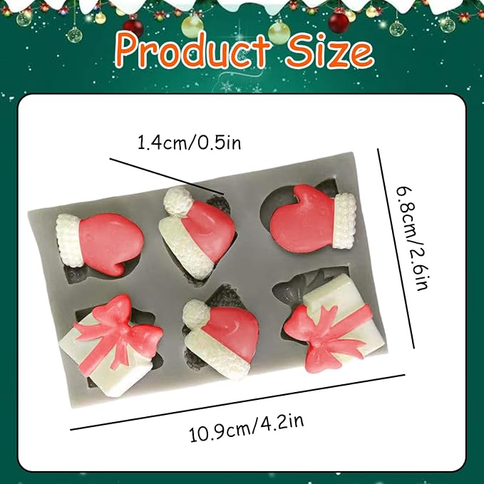 1 Pcs Christmas Hat Silicone Molds for Chocolate Cake Pans Cookie Tray Handmade Baking Chocolate Candy Molds Christmas Gift Gloves Shape Party Holiday Candle Bath Bomb Molds Decoration Supplies