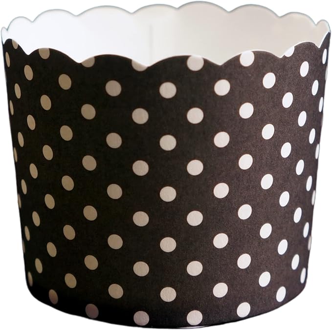 Paper Baking Cups (Polka Dots), Greaseproof Disposable Cupcake Liners (Black, Large Cups (50-Pack)) - Image 2