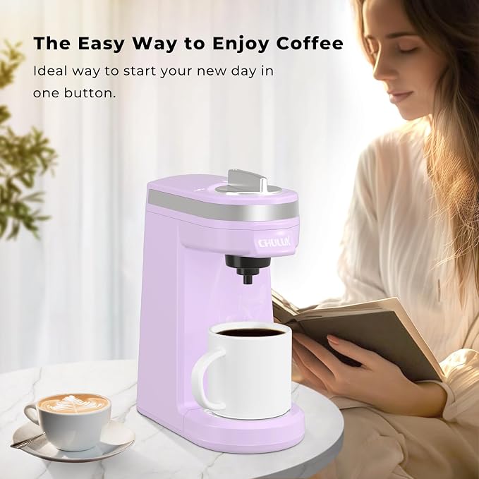 CHULUX Mini Single One Cup Coffee Maker for K Pod, Auto Shut Off, Lavender | Fast-Heating Boiler System, Single Cup Brewing, Portable Compact Design, Four-Hole Multi-Stream Needle, Adjustable Drip Tray - Image 5