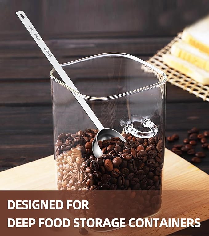 Ugotit Coffee Scoop for Ground Coffee, 304 Stainless Steel Long Handled Measuring Scoop Set, 2 Tablespoon Coffee Bean Scoop for Protein Powder, Tea, Baking (2pcs)