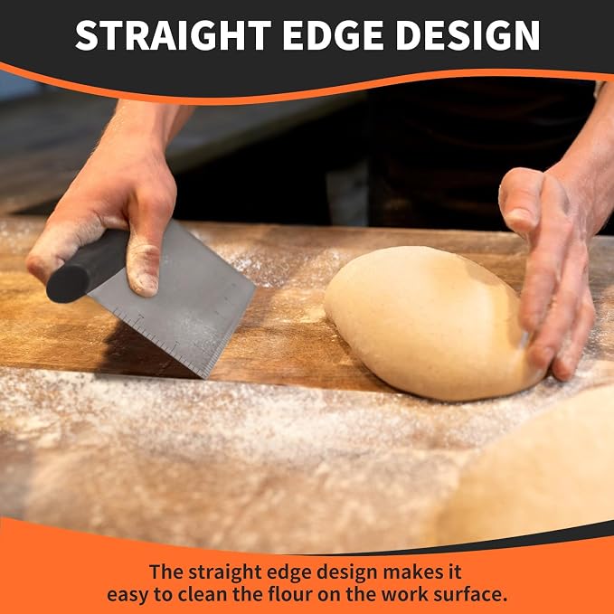 ALLTOP Bench Scraper & Chopper - Baking Essentials,Stainless Steel Blade Knife,Ideal Kitchen Tool for Home Baking and Meal Prep, Bread Making, Pasta,Pastry,Dough and Cake - Set of 2 Pack - Image 5