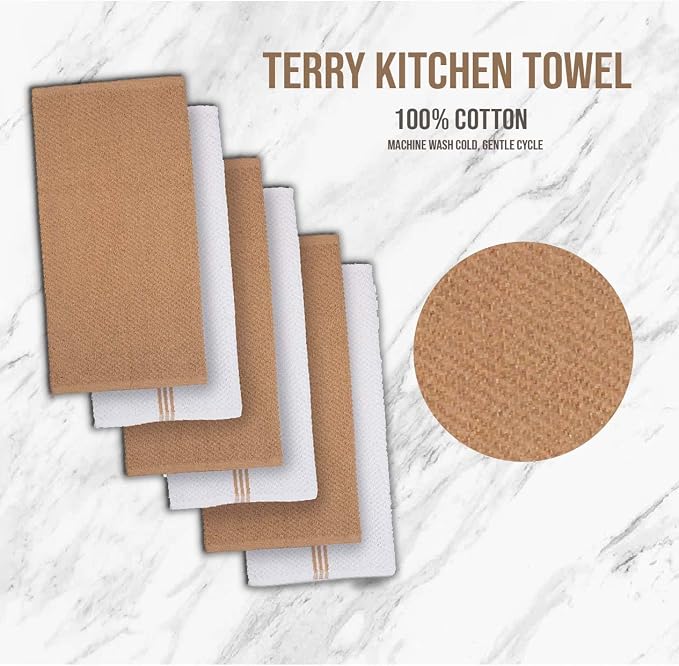 LANE LINEN 16 Piece Kitchen Dish Cloths Set - 100% Cotton Dish Towels, Heat Resistant Kitchen Mittens and Pot Holder Set, Reusable Dish Rags for Washing Dishes, Dish Towels for Kitchen Drying - Beige - Image 6