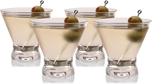 True Stemless Martini Glasses, Set of 4, 8 oz Modern Cocktail Glasses for Martinis, Manhattans, Cosmopolitans, Cocktail Glass Set, Dishwasher Safe, 8 oz, Set of 4 by True