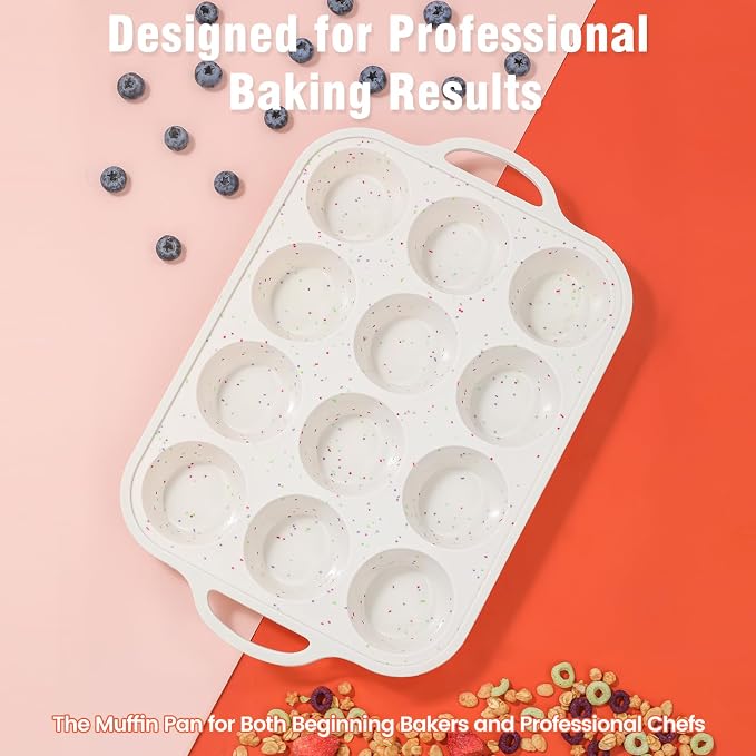 Silicone Muffin Pan for Baking with Metal Reinforced Frame, Nonstick Cupcake Pan 1 Pack Regular Size Egg Bites Silicone Mold - Image 2