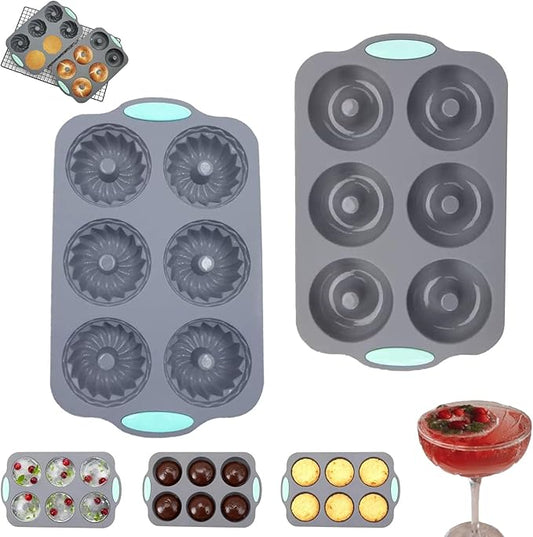 Christmas Wreath Ice Mold Silicone Tray - 6 Hole DIY Holiday Baking Pan for Festive Drinks, Chocolate Making - Easy Release & Clean, Cold & Heat-Resistant Reusable for DIY Crafts, Desserts (Style6)