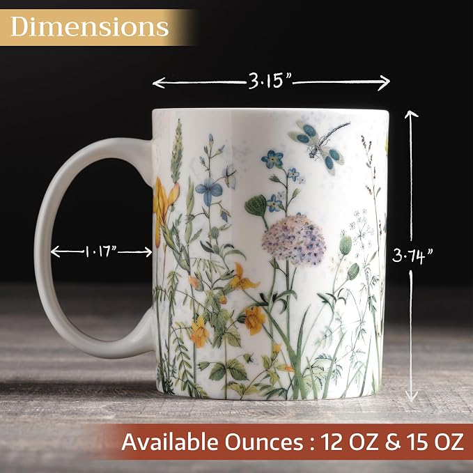Maison d' Hermine Coffee Mug with Handles Tea Cups (12 Ounce, Pack of 1) | Fine Bone China Coffee Mugs for Hot Beverages Cappuccino Latte Home Restaurant Hotel Spring Summer -Fleurs De Mai - Floral - Image 4