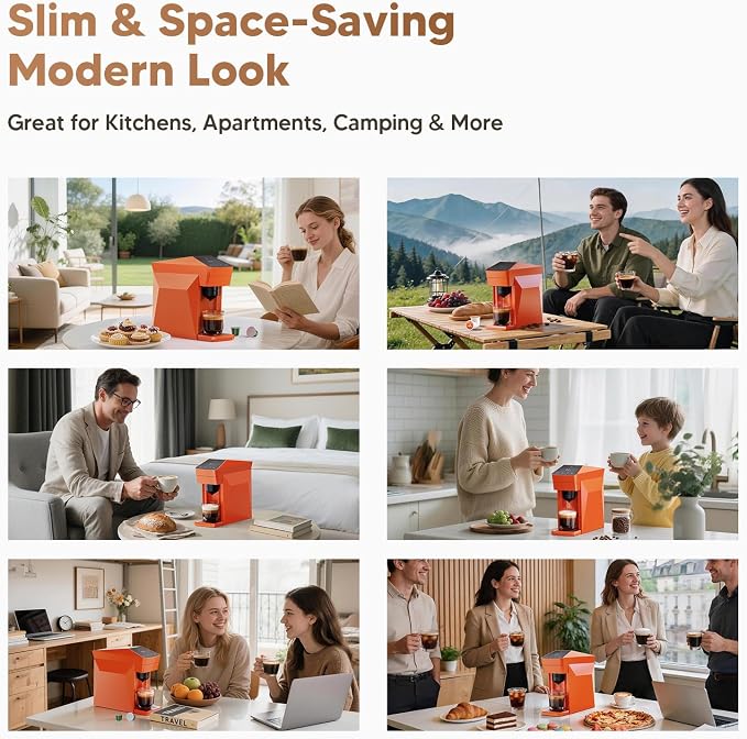 3-in-1 Coffee Maker & Espresso Machine for Pods & Grounds, Fits K Cup/Nes/Grounds, 4 Cup Sizes & Custom Brew Volume/Temp, 4.72" W for Kitchen/Office/Dorms,27 oz Tank - Image 5