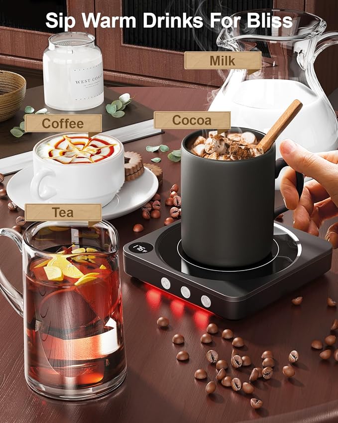 Mug Warmer - 36W Coffee Mug Warmer for Desk with Temperature Display, 2-12Hrs Auto Shut Off, Smart Candle Warmer - Ideal Coffee Gifts Accessories Keep Beverages Coffee Warmer - Image 5