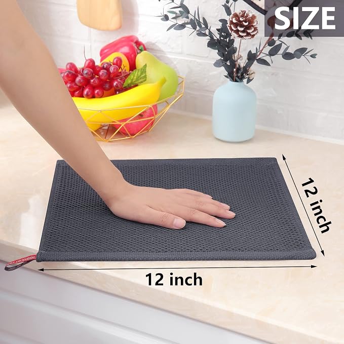Homaxy 100% Cotton Waffle Weave Kitchen Dish Cloths 8-Pack, Multicolor | 12 x 12 Inches, Ultra Soft Absorbent Dish Towels, Quick Drying Dish Rags with Hanging Loop - Image 5
