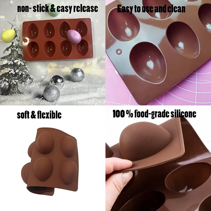 2 Pcs Silicone Egg Shaped Silicone Molds, Easter Mold Jelly Biscuits Chocolate Candy Baking Mold for Easter Theme Party Decoration - Image 3