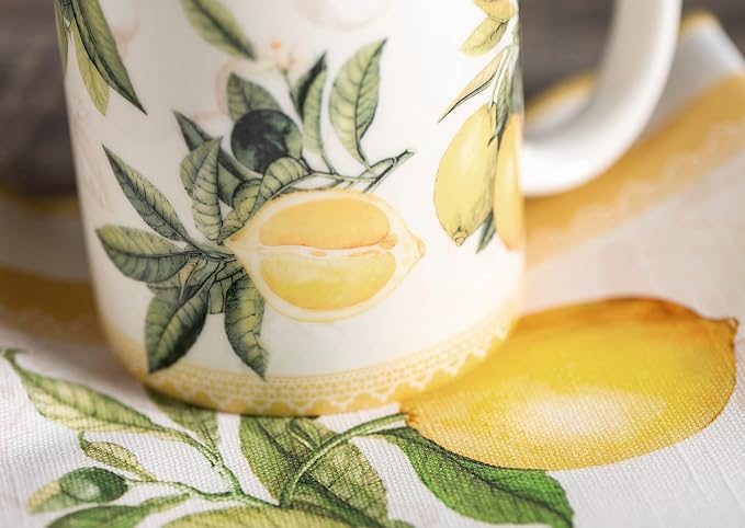 Maison d' Hermine Coffee Mug with Handles Tea Cups (15 Ounce, Pack of 2) | Fine Bone China Coffee Mugs for Hot Beverages Cappuccino Latte Home Restaurant Hotel Spring Summer -Limoncello - Image 8