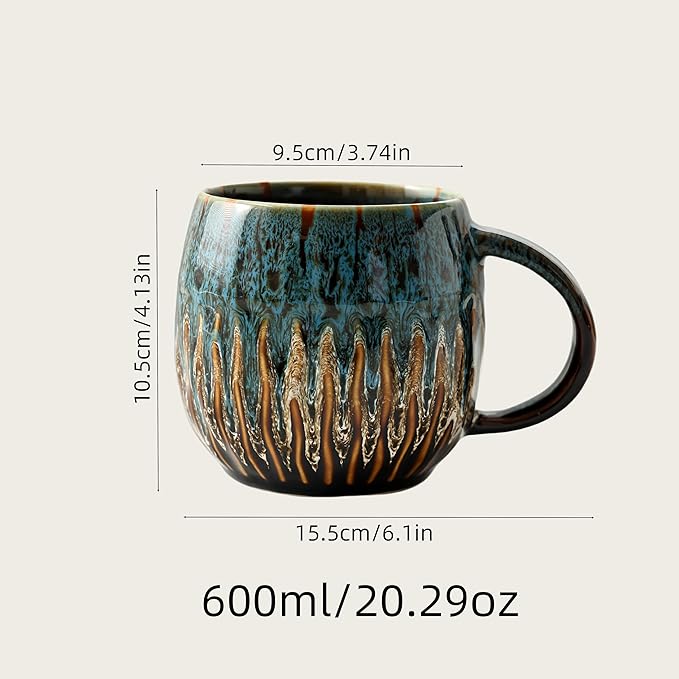 Large Ceramic Coffee Mug - 20oz Big Tea Cup, Blue | Large Tea Mug, Microwave Safe, Dishwasher Safe - Image 2