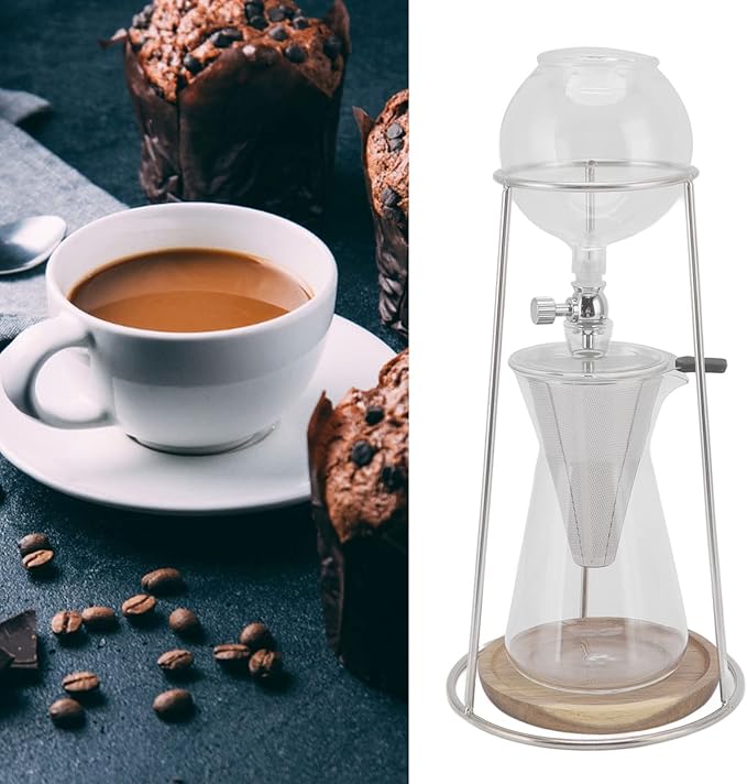 600ML Cold Brew Drip Tower Coffee Maker, Reusable Transparent Borosilicate Glass Iced Coffee Maker for Cafe Home Kitchen