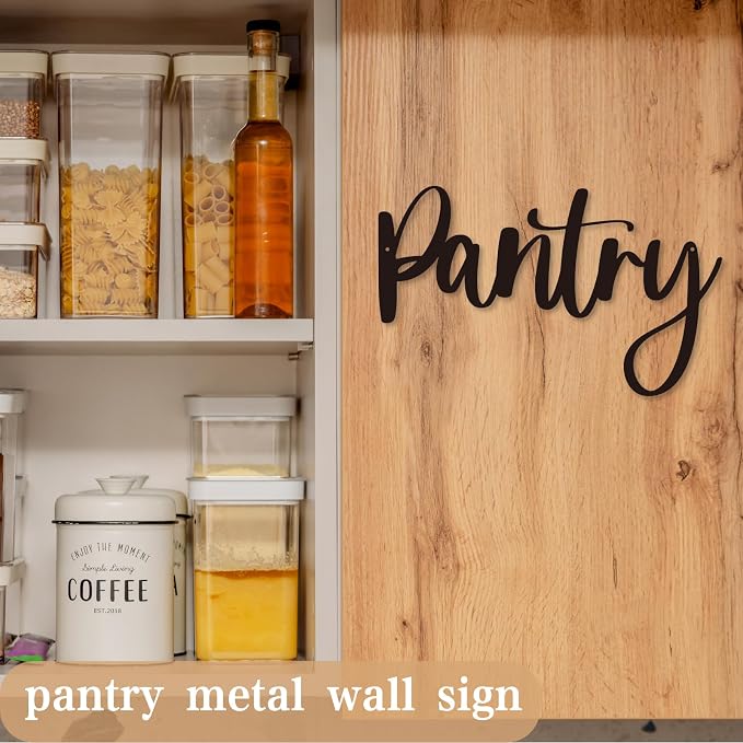 Pantry Word Sign Metal Wall Decor - 12"X7.4" Pantry Decor for Home Kitchen Restaurant Coffee Shop Store Farmhouse Wall Decor - Image 2