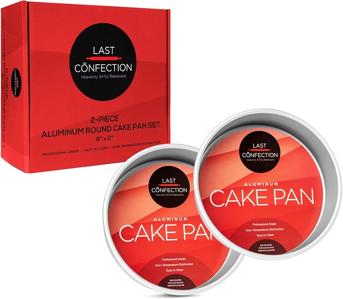 8 x 2 Inch Round Cake Pans, Set of 2 Anodized Aluminum Cake Pans Baking Tins - Image 3