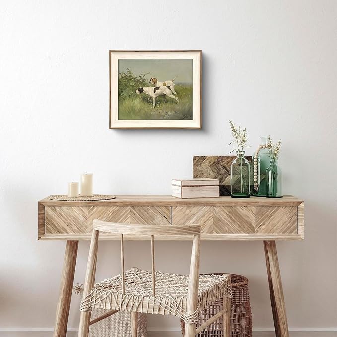 XOCUUI Wall Art Unframed Canvas for Living Room - Retro Twin Dogs Home Wall Decor Eclectic Vintage Landscape Artwork Prints Home Decor Gallery Picture Oil Painting Boho Animal Bedroom Office 11x14In - Image 5